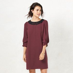 LC Lauren Conrad Embellished Crepe Shift Dress Peter Pan collar